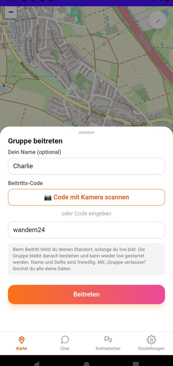 Gruppe beitreten per QR-Code oder Beitritts-Code, ganz ohne Konto